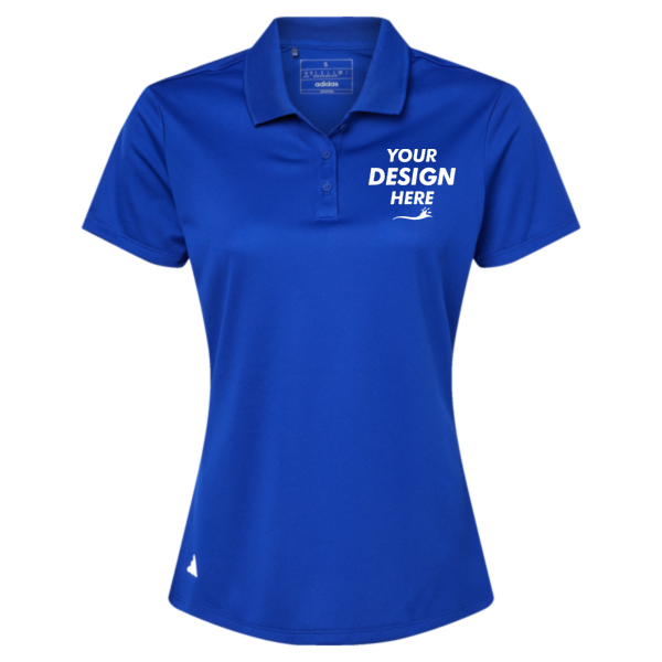 Adidas Women's Performance Piqué Polo, Collegiate Royal, Front view, Mockup