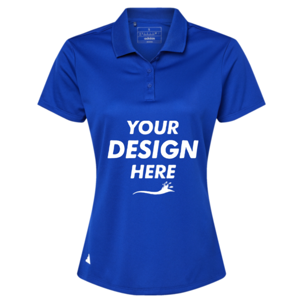 Adidas Women's Performance Piqué Polo, Collegiate Royal, Front view, Mockup