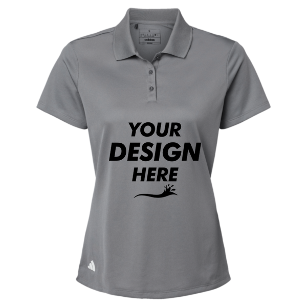 Adidas Women's Performance Piqué Polo, Grey Three, Front view, Mockup