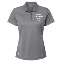 Adidas Women's Performance Piqué Polo, Grey Three, Front view, Mockup