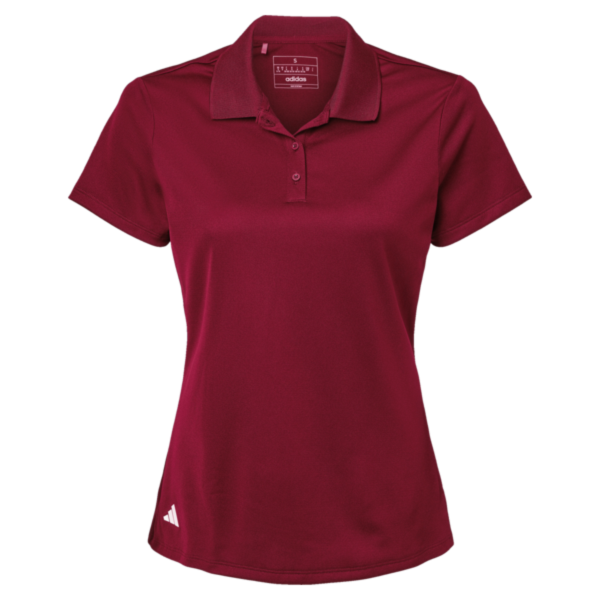 Adidas Women's Performance Piqué Polo, Collegiate Burgundy, Front view