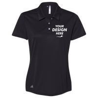 Adidas Women's Performance Polo, Black, Front view, Mockup