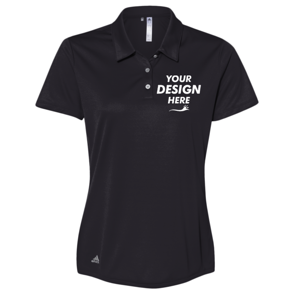 Adidas Women's Performance Polo, Black, Front view, Mockup