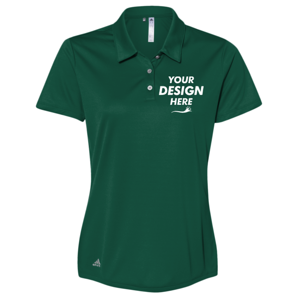 Adidas Women's Performance Polo, Collegiate Green, Front view, Mockup
