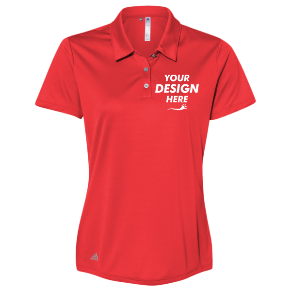 Adidas Women's Performance Polo, Collegiate Red, Front view, Mockup