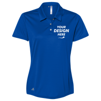 Adidas Women's Performance Polo, Collegiate Royal, Front view, Mockup