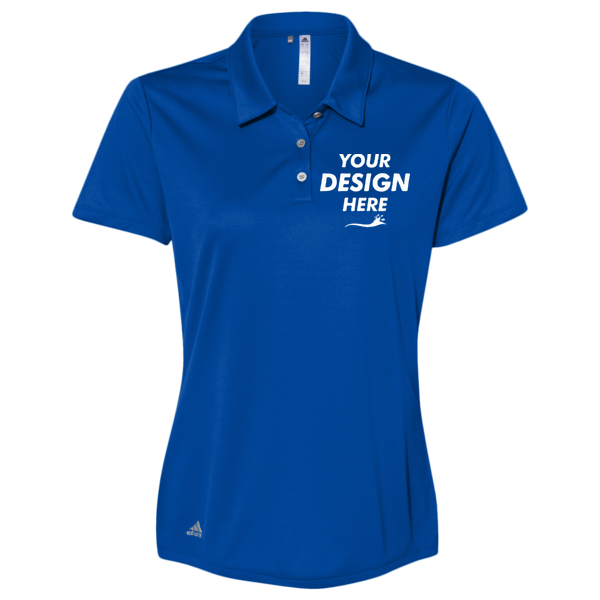 Adidas Women's Performance Polo, Collegiate Royal, Front view, Mockup