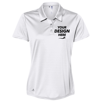 Adidas Women's Performance Polo, White, Front view, Mockup