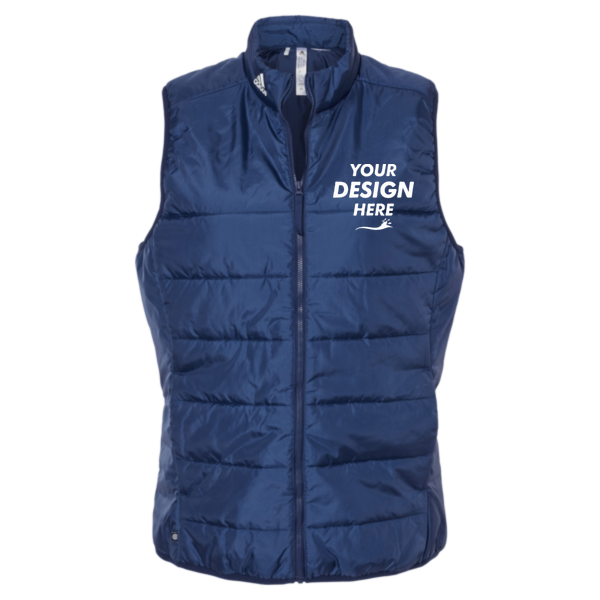 Adidas Women's Puffer Vest, Team Navy Blue, Front view, Mockup