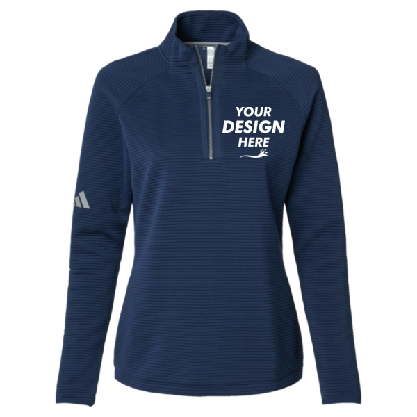 Adidas Women's Spacer Quarter-Zip Pullover, Collegiate Navy, Front view, Mockup