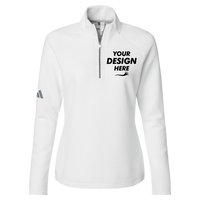 Adidas Women's Spacer Quarter-Zip Pullover, Core White, Front view, Mockup