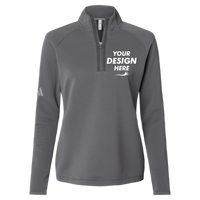 Adidas Women's Spacer Quarter-Zip Pullover, Grey Five, Front view, Mockup