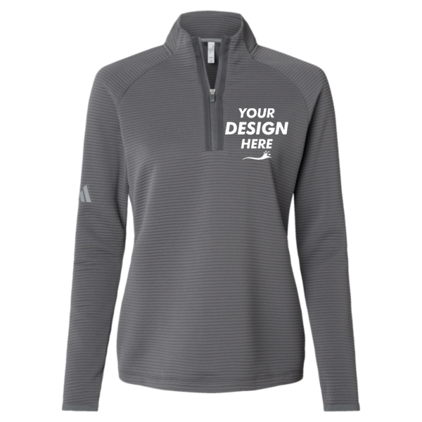 Adidas Women's Spacer Quarter-Zip Pullover, Grey Five, Front view, Mockup