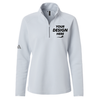 Adidas Women's Spacer Quarter-Zip Pullover, Halo Blue, Front view, Mockup