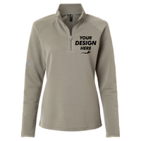 Adidas Women's Spacer Quarter-Zip Pullover, Silver Pebble, Front view, Mockup