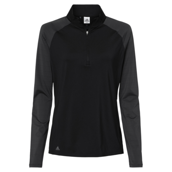 Adidas Women's Ultimate365 Lightweight Raglan Quarter-Zip Pullover, Black, Front view
