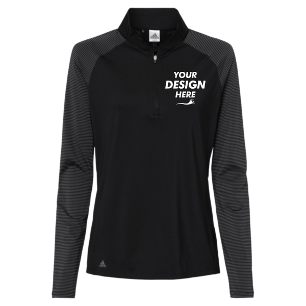 Adidas Women's Ultimate365 Lightweight Raglan Quarter-Zip Pullover, Black, Front view, Mockup