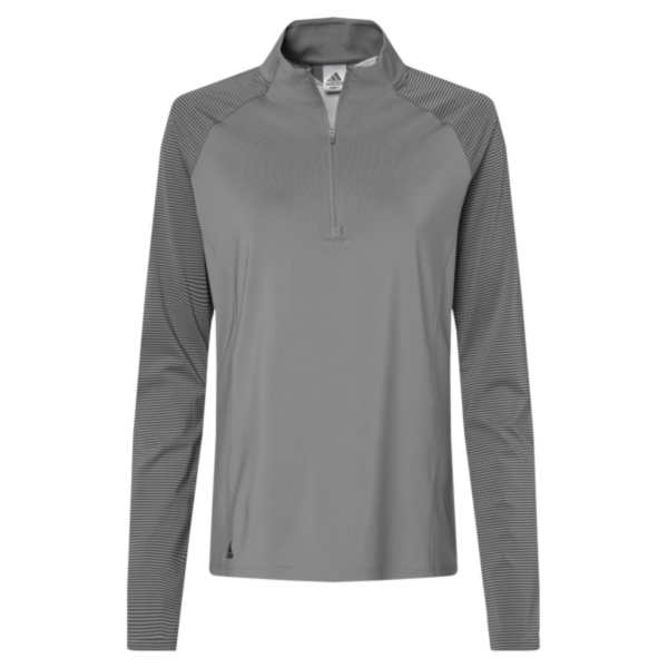 Adidas Women's Ultimate365 Lightweight Raglan Quarter-Zip Pullover, Grey Three, Front view