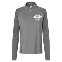 Adidas Women's Ultimate365 Lightweight Raglan Quarter-Zip Pullover, Grey Three, Front view, Mockup
