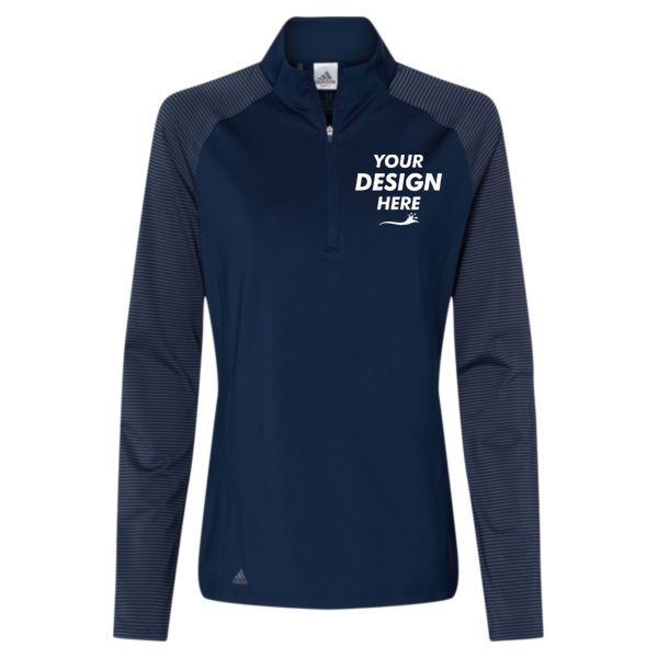 Adidas Women's Ultimate365 Lightweight Raglan Quarter-Zip Pullover, Team Navy Blue, Front view, Mockup
