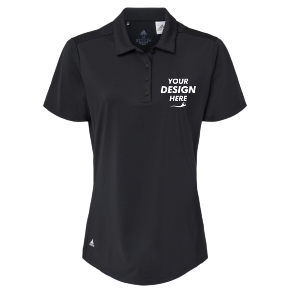Adidas Women's Ultimate365 Solid Polo, Black, Front view, Mockup