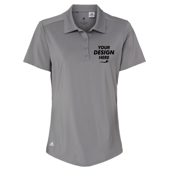 Adidas Women's Ultimate365 Solid Polo, Grey Three, Front view, Mockup