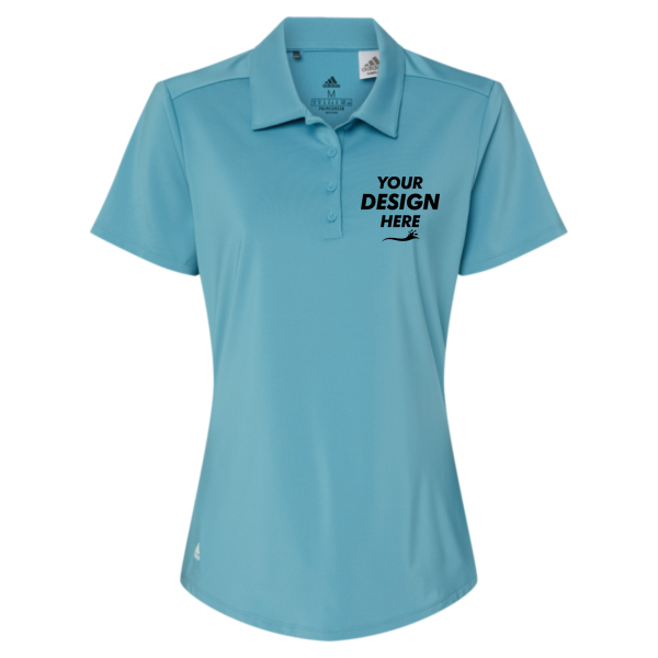 Adidas Women's Ultimate365 Solid Polo, Hazy Blue, Front view, Mockup