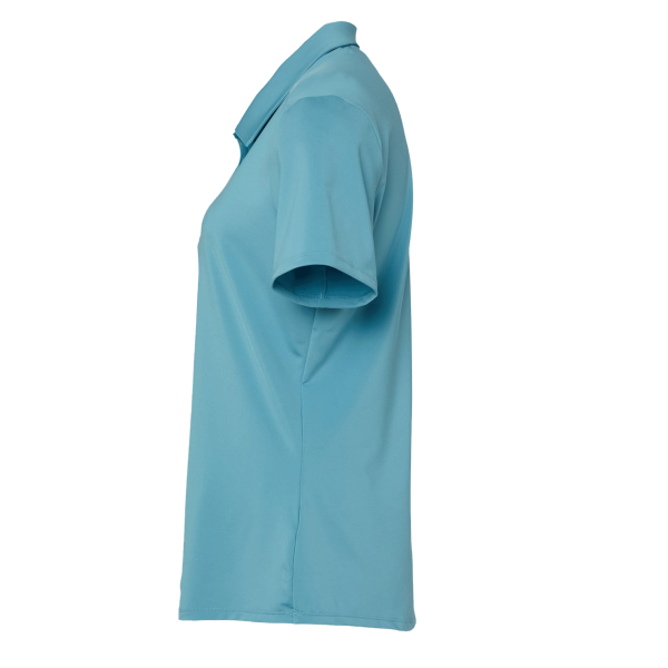 Adidas Women's Ultimate365 Solid Polo, Hazy Blue, Left Sleeve view