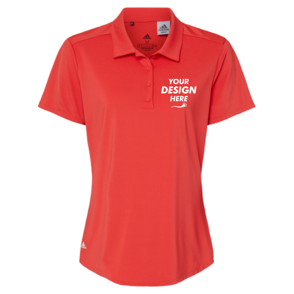 Adidas Women's Ultimate365 Solid Polo, Real Coral, Front view, Mockup