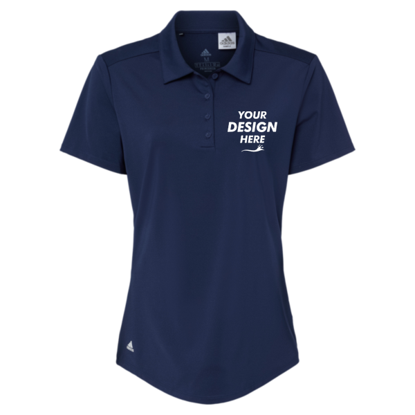Adidas Women's Ultimate365 Solid Polo, Team Navy Blue, Front view, Mockup