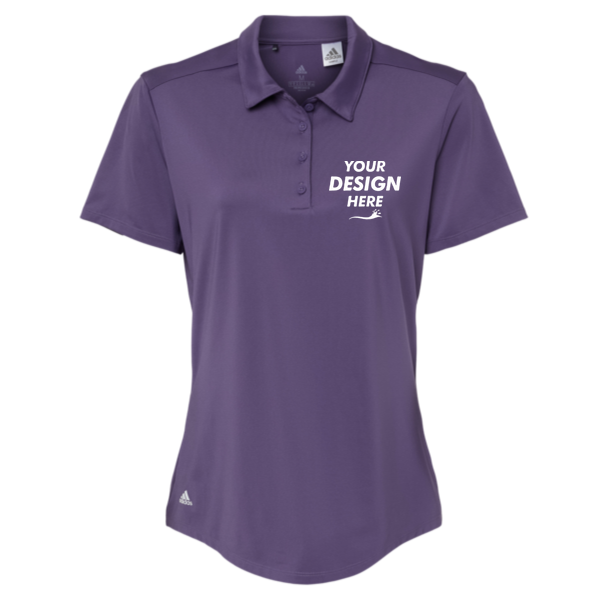 Adidas Women's Ultimate365 Solid Polo, Tech Purple, Front view, Mockup