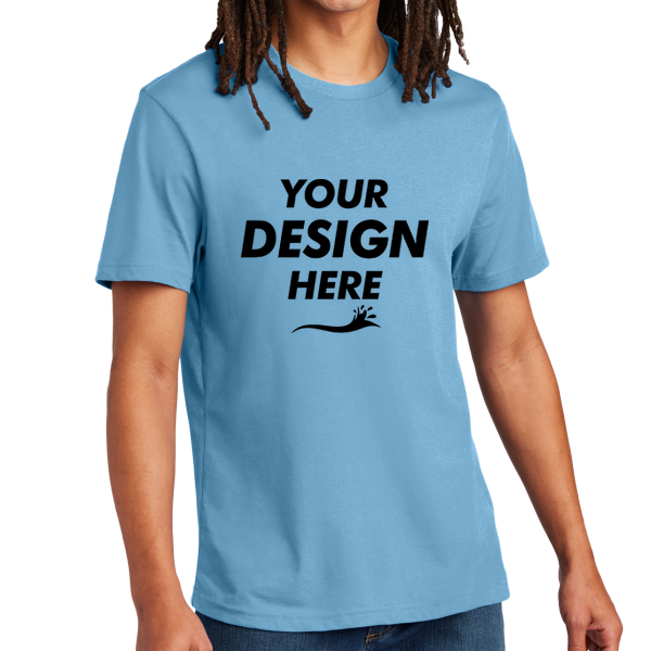 AllMade Unisex Heavyweight Recycled Cotton Tee, Arctic Blue, Front view, Mockup