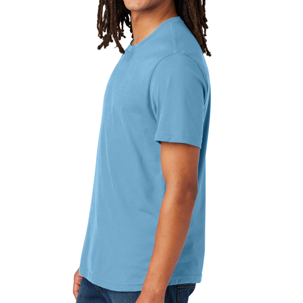 AllMade Unisex Heavyweight Recycled Cotton Tee, Arctic Blue, Left Sleeve view