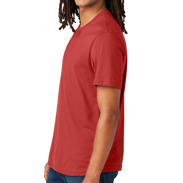 AllMade Unisex Heavyweight Recycled Cotton Tee, Beet Red, Left Sleeve view