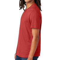 AllMade Unisex Heavyweight Recycled Cotton Tee, Beet Red, Left Sleeve view