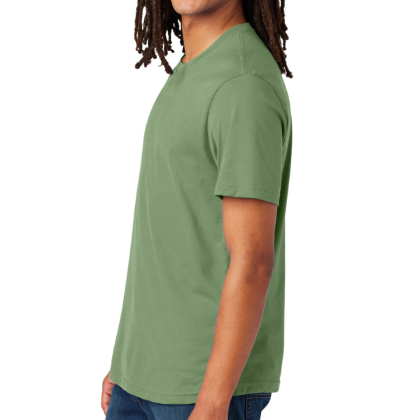AllMade Unisex Heavyweight Recycled Cotton Tee, Olive You Green, Left Sleeve view