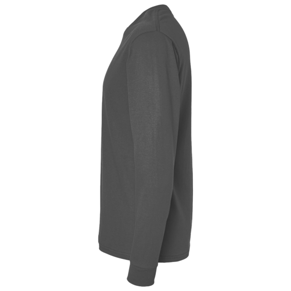 AllMade Unisex Long Sleeve Recycled Blend Tee, Reloaded Charcoal Heather, Left Sleeve view