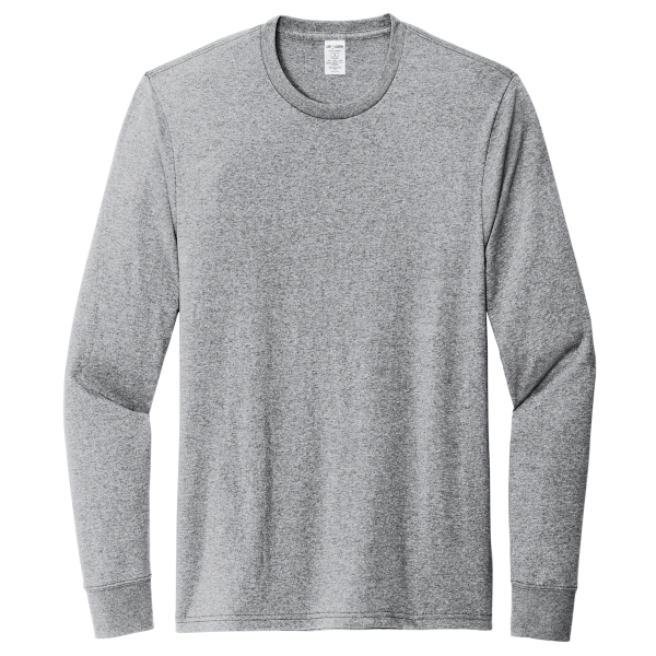 AllMade Unisex Long Sleeve Recycled Blend Tee, Remade Gray Heather, Front view