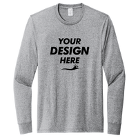 AllMade Unisex Long Sleeve Recycled Blend Tee, Remade Gray Heather, Front view, Mockup
