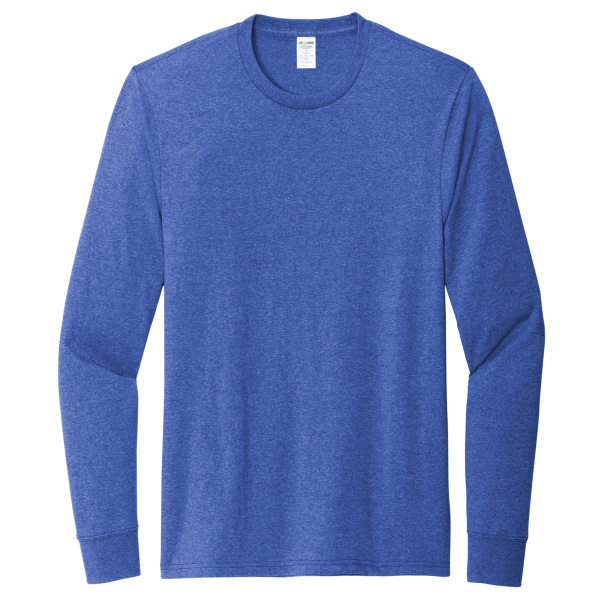 AllMade Unisex Long Sleeve Recycled Blend Tee, Reused Royal Heather, Front view