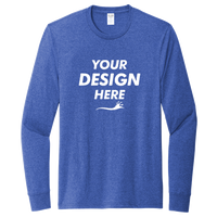 AllMade Unisex Long Sleeve Recycled Blend Tee, Reused Royal Heather, Front view, Mockup