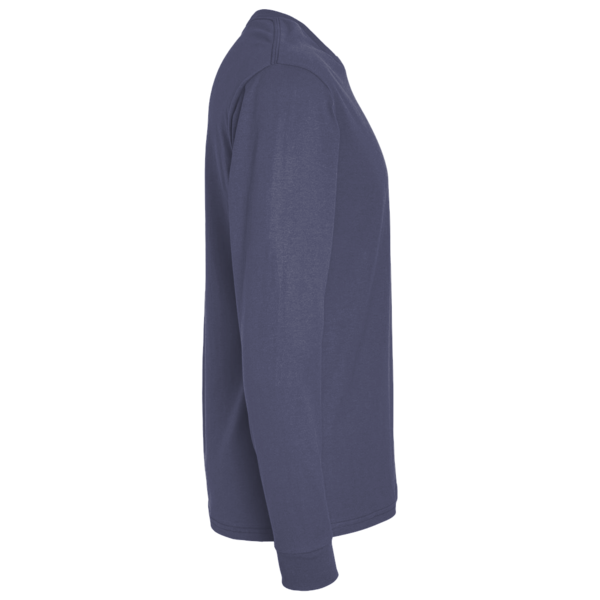 AllMade Unisex Long Sleeve Recycled Blend Tee, Salvaged Navy Heather, Right Sleeve view