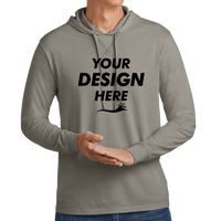 AllMade Unisex Mineral Dye Organic Cotton Hoodie Tee, Driftwood Grey, Front view, Mockup