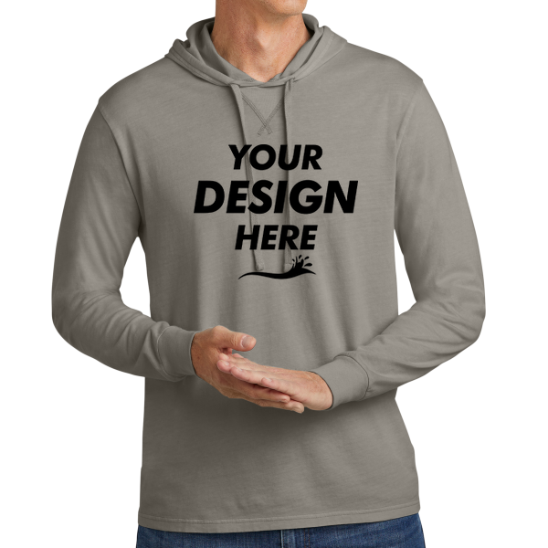 AllMade Unisex Mineral Dye Organic Cotton Hoodie Tee, Driftwood Grey, Front view, Mockup