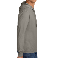 AllMade Unisex Mineral Dye Organic Cotton Hoodie Tee, Driftwood Grey, Right Sleeve view