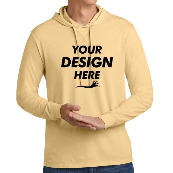 AllMade Unisex Mineral Dye Organic Cotton Hoodie Tee, Golden Wheat, Front view, Mockup