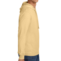 AllMade Unisex Mineral Dye Organic Cotton Hoodie Tee, Golden Wheat, Right Sleeve view