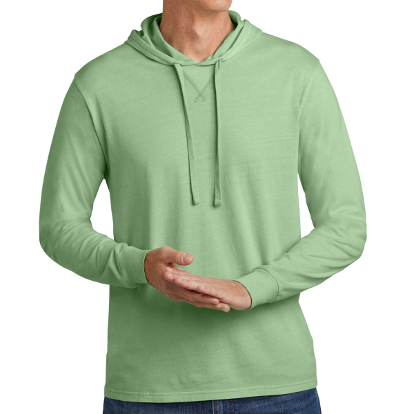 AllMade Unisex Mineral Dye Organic Cotton Hoodie Tee, Lichen Green, Front view