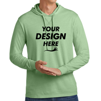 AllMade Unisex Mineral Dye Organic Cotton Hoodie Tee, Lichen Green, Front view, Mockup