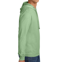 AllMade Unisex Mineral Dye Organic Cotton Hoodie Tee, Lichen Green, Right Sleeve view